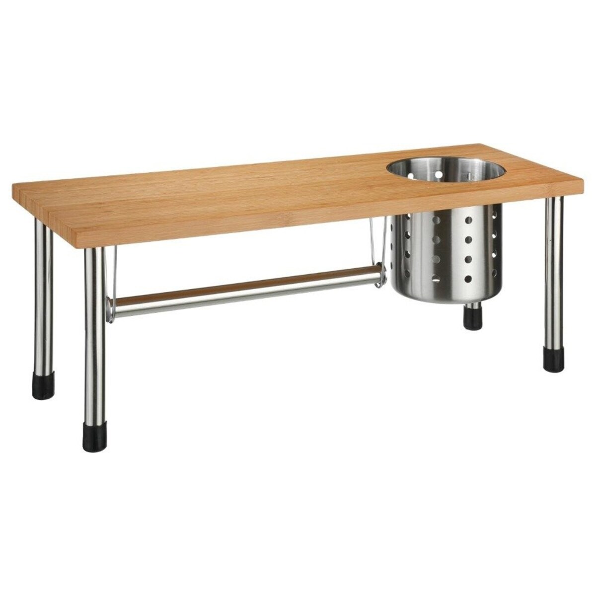 Półka kuchenna 3w1, bambus, stal nierdzewna