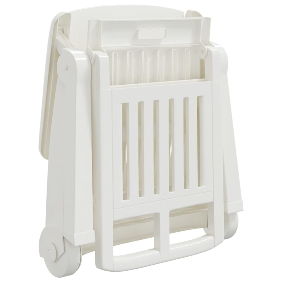 vidaXL Składany leżak na kółkach, biały, PP