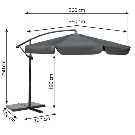 Parasol ogrodowy z wysięgnikiem pokrowiec 8 segmentów ø 350cm Plonos