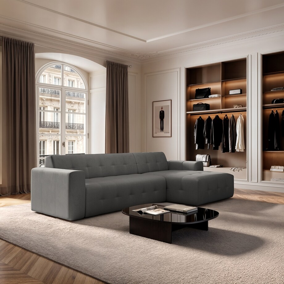 Sofa narożna prawa Tuil XL srebrnoszara