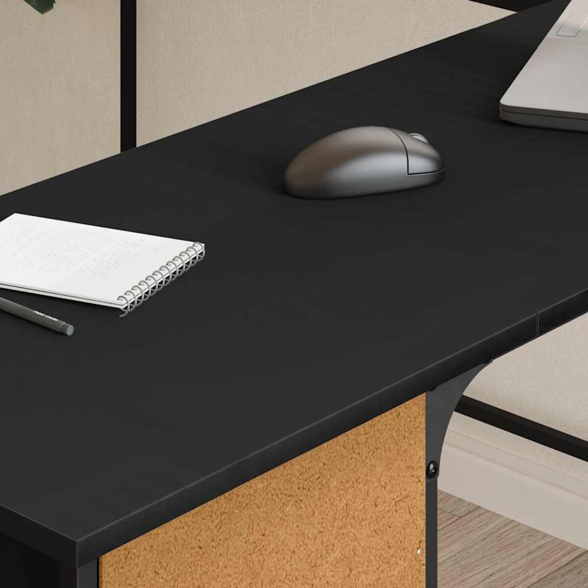 vidaXL Biurko, czarne, 141x141x75 cm, materiał drewnopochodny