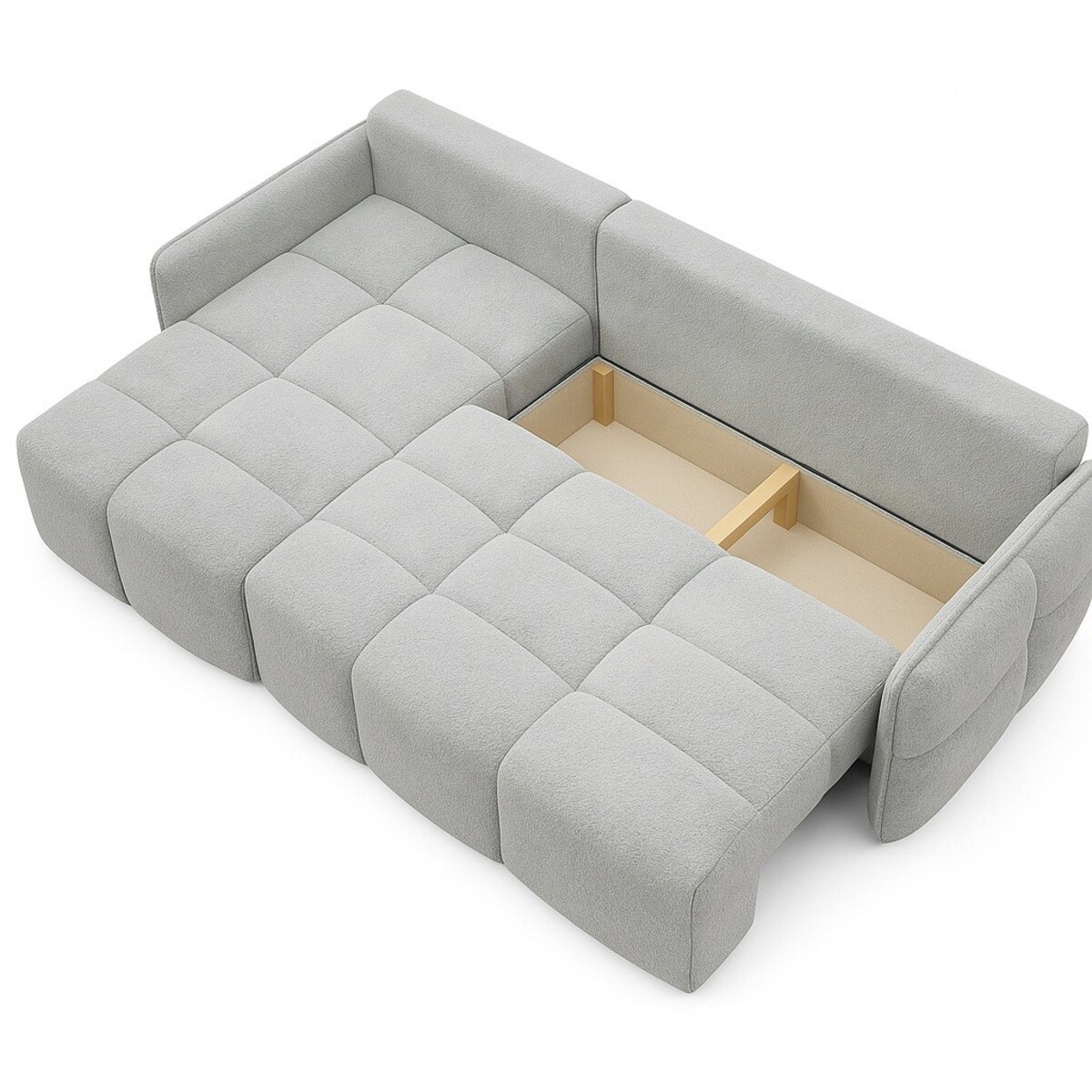 Narożnik MONO z funkcją spania i ozdobnymi poduszkami lewy, jasno-szary