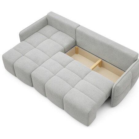 Narożnik MONO z funkcją spania i ozdobnymi poduszkami lewy, jasno-szary