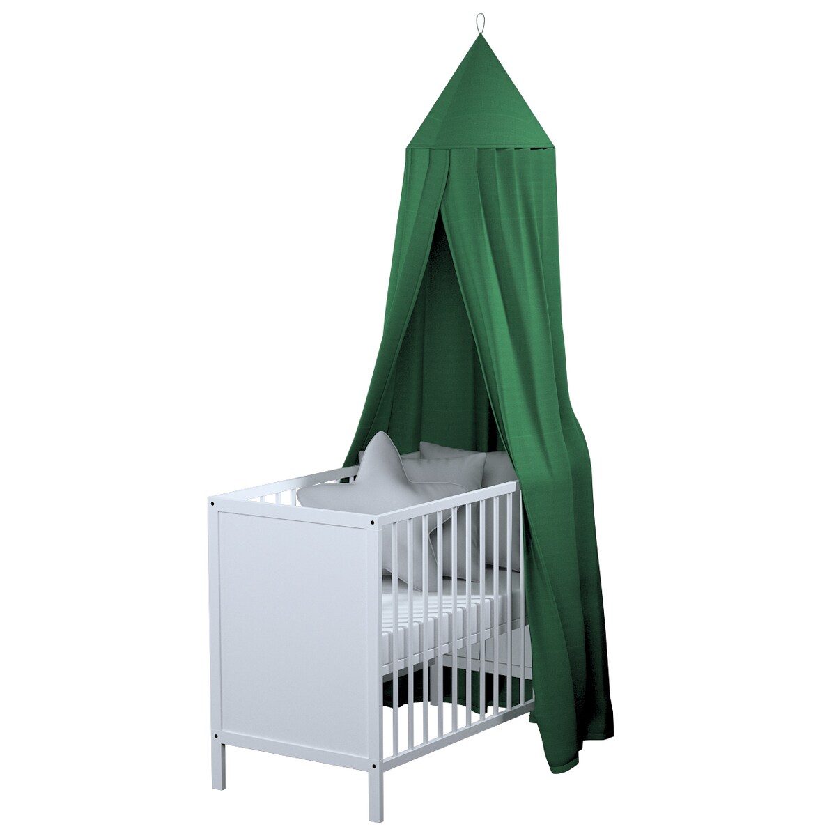 Baldachim do łóżeczka, butelkowa zieleń, fi 50cmx230cm, Happiness