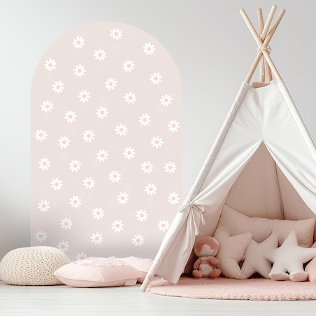 Naklejka na ścianę łuk brudny róż - stokrotki L