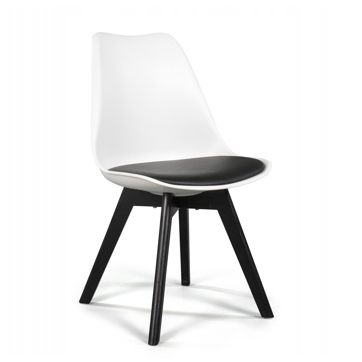 Krzesło skandynawskie do salonu jadalni kuchni nowoczesne DUBLIN biało-czarny noga czarna
