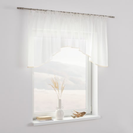 Lambrekin łuk Lily z koronką 290x80 ecru