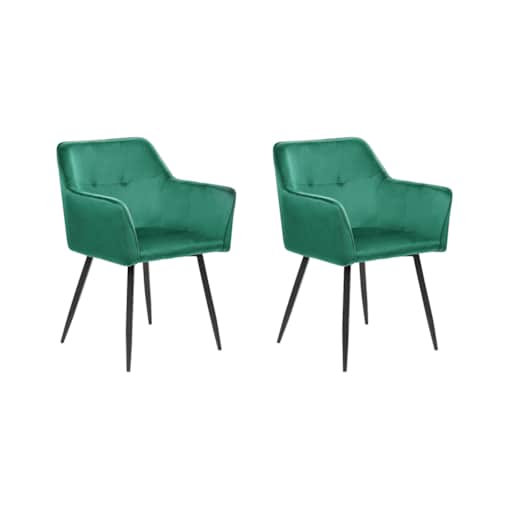 Zestaw 2 krzeseł do jadalni welurowy szmaragdowy JASMIN