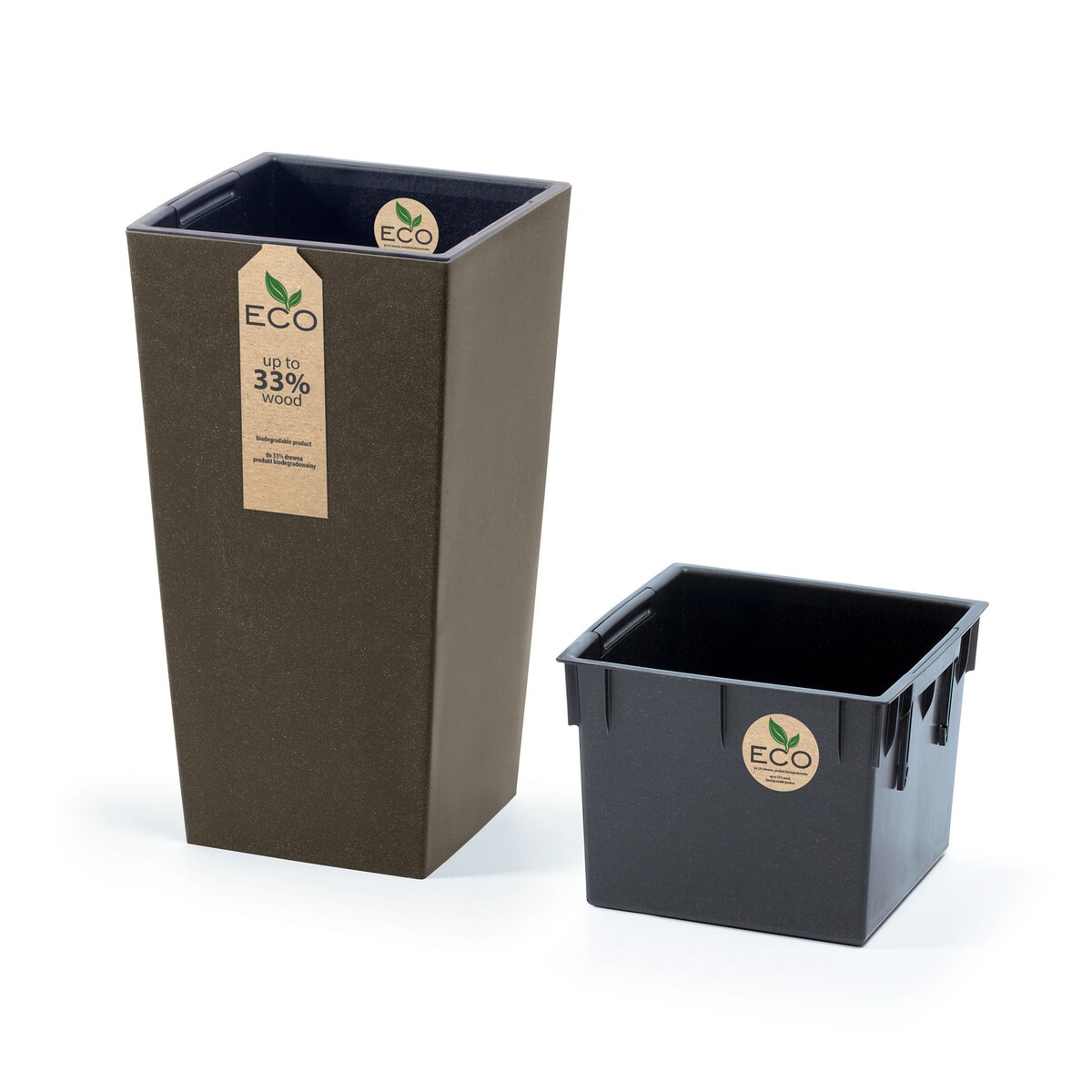 Donica Doniczka Ogrodowa 29,5 Cm Na Taras Do Ogrodu Domu Eco Wood Kawa