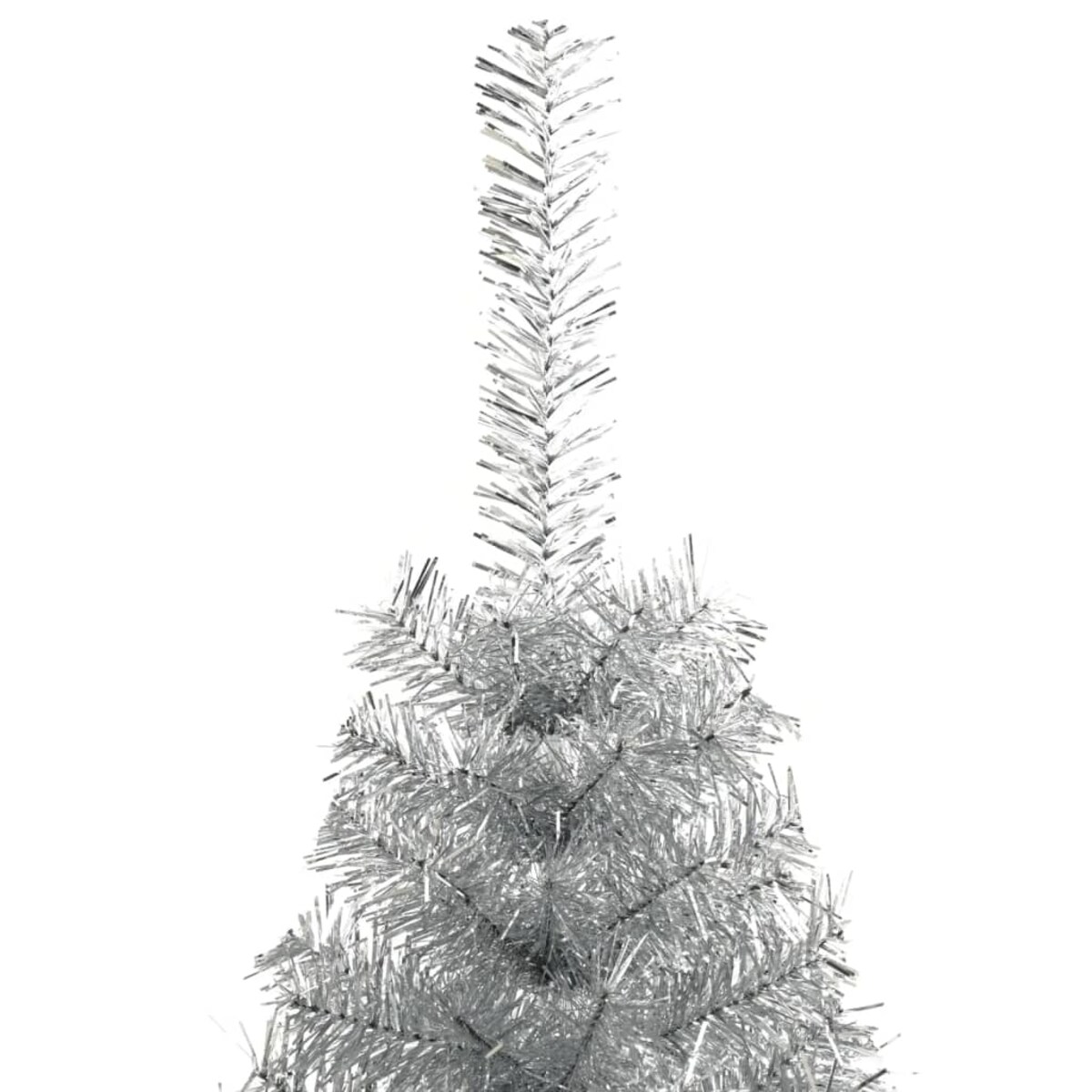 vidaXL Sztuczna choinka połówka ze stojakiem, srebrna, 120 cm, PET