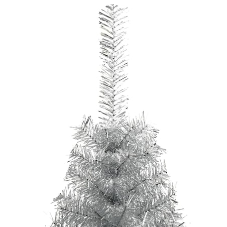 vidaXL Sztuczna choinka połówka ze stojakiem, srebrna, 120 cm, PET