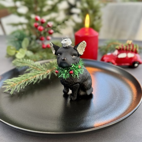 VILLA ITALIA Bombka szklana PIES czarny 9 cm