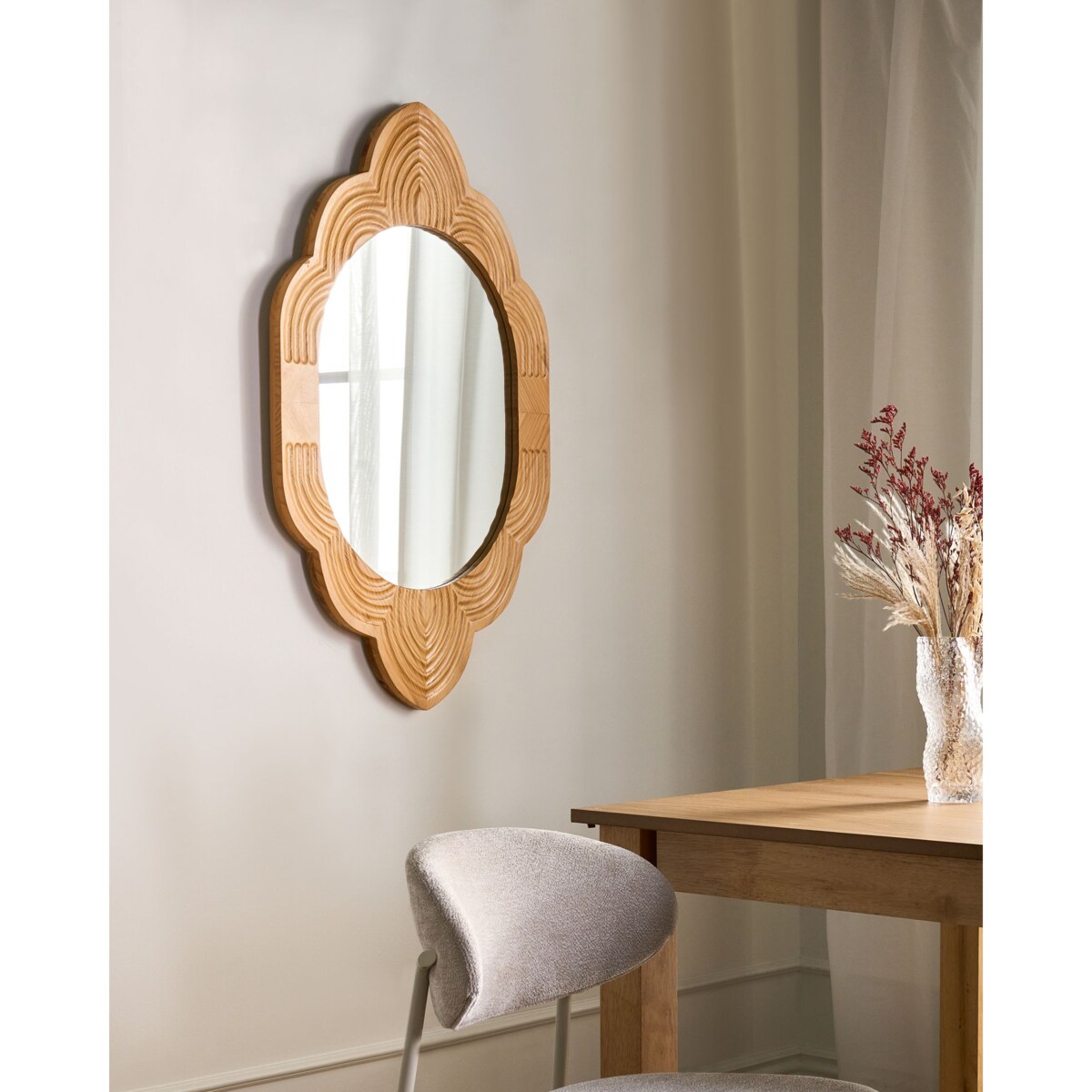 Lustro ścienne FRESVILLE 62 cm 100 cm Drewno sosnowe Jasnobrązowy