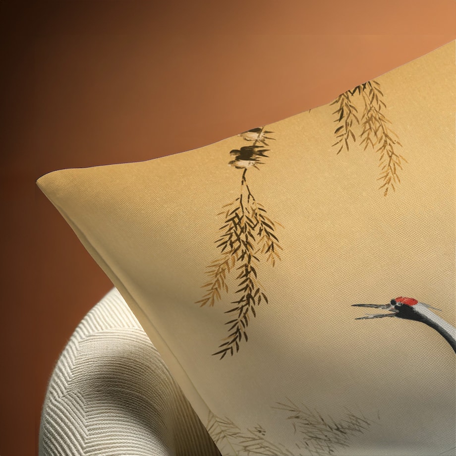 bawełniana poszewka na poduszkę - Żuraw i zachodzące słońce 45x45 cm