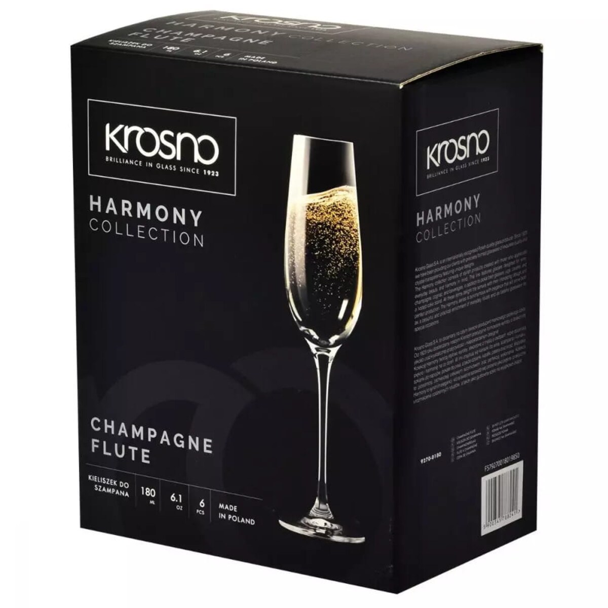 Wysoki Cienki Kieliszek Szampan Prosecco Wino musujące Krosno Harmony 180 ml