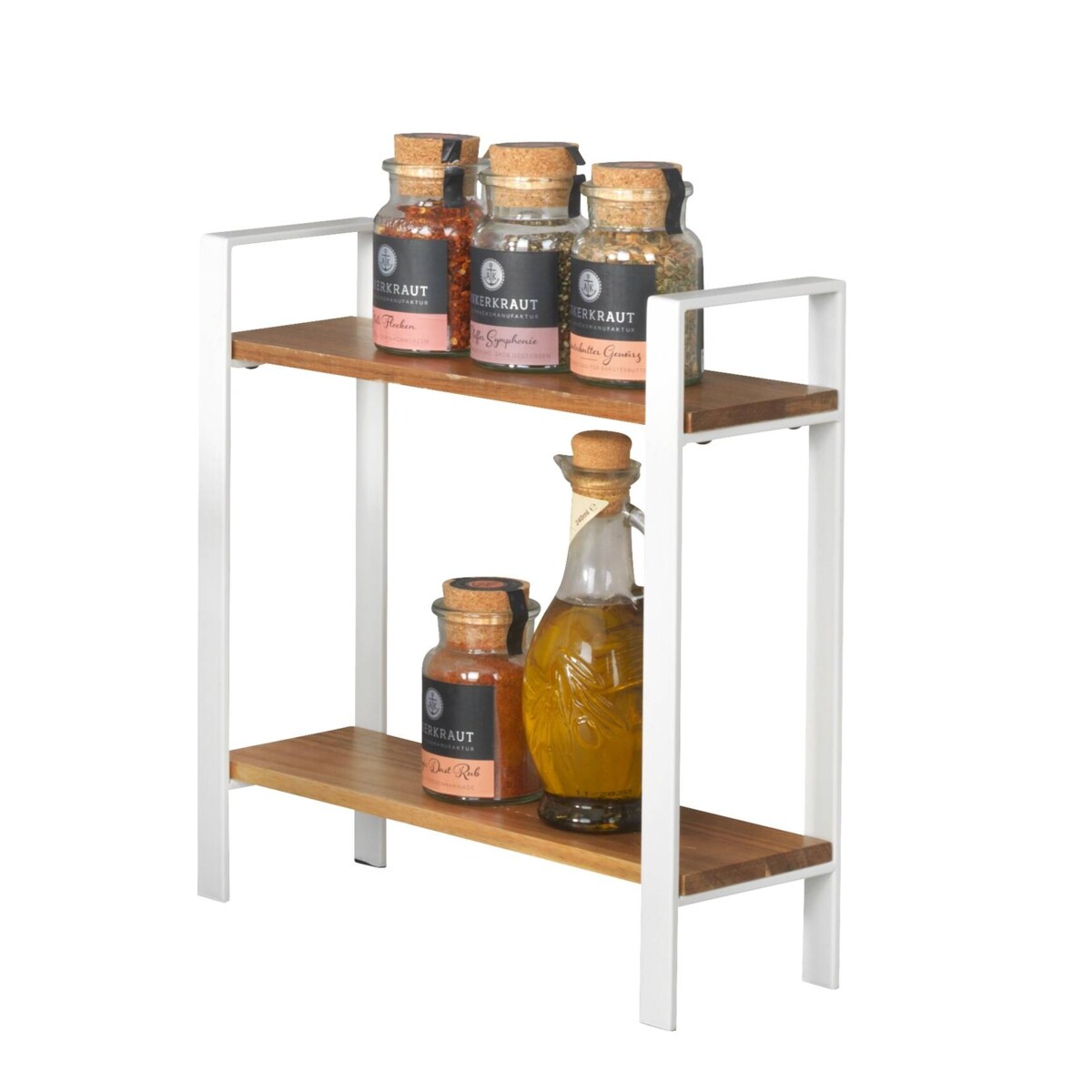 Dwupoziomowa półka kuchenna na blat LOUISA, drewno akacji