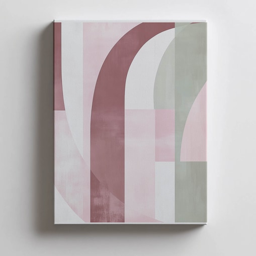 Elegancka Abstrakcja w Różu i Zieleń, 50x70 cm, bez ramy, płótno premium na blejtramie