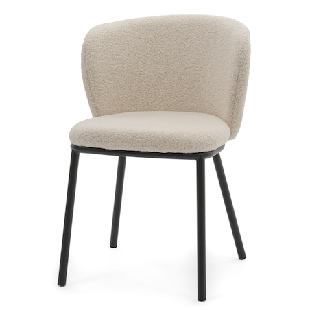 KRZESŁO TAPICEROWANE DO SALONU GLAMOUR TKANINA BOUCLE TEDDY JASNOBEŻOWE BARI