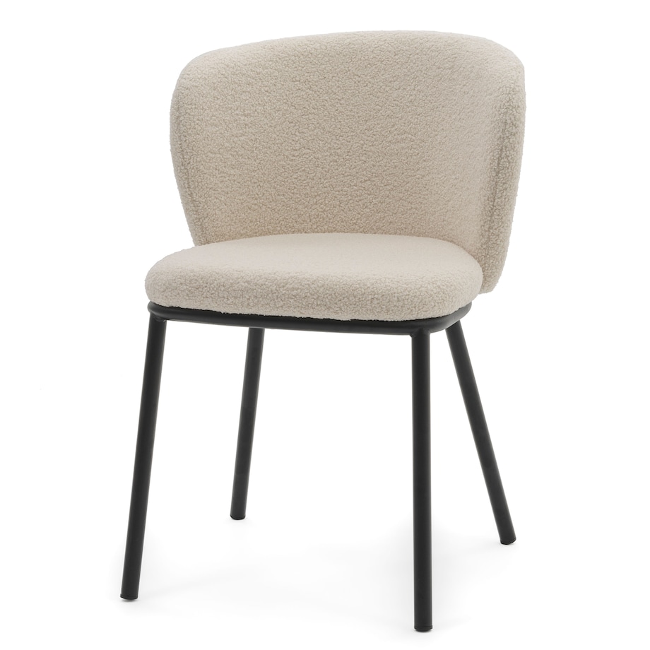 KRZESŁO TAPICEROWANE DO SALONU GLAMOUR TKANINA BOUCLE TEDDY JASNOBEŻOWE BARI