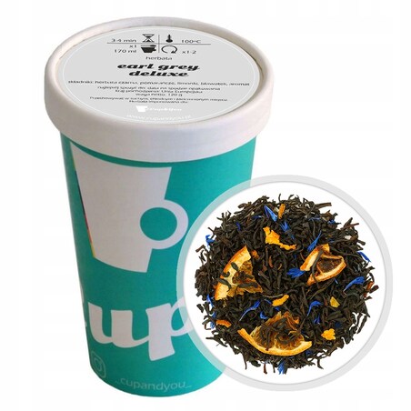 Herbata czarna EARL GREY DELUXE pomarańcze bławatek limonki na prezent 120g