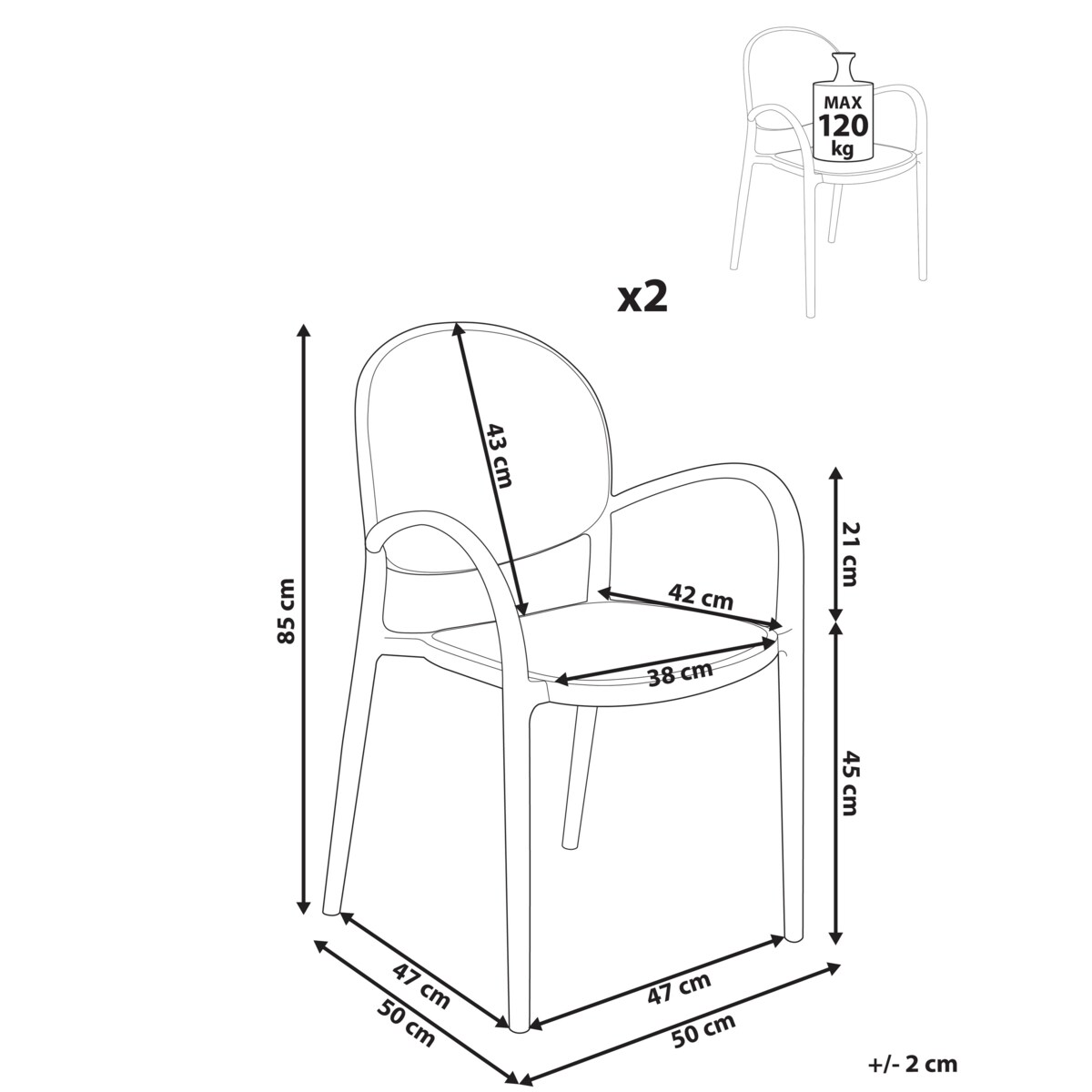 Zestaw 2 krzeseł ogrodowych POVOLETTO Materiał syntetyczny Jasnobrązowy