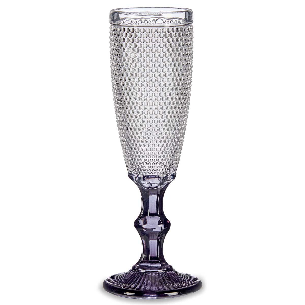 Kieliszek do szampana z wzorem i barwioną nóżką, 185 ml, 6 sztuk