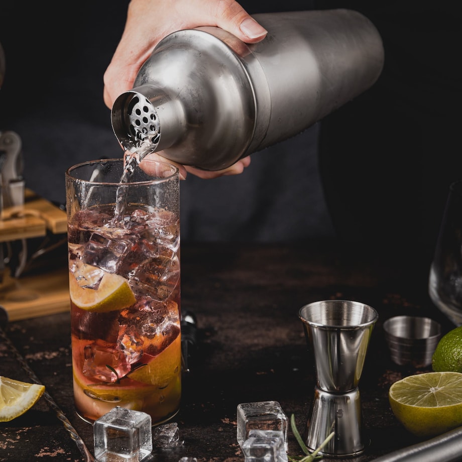 Zestaw barmański do drinków koktajli 13-ele Shaker srebrny KLAUSBERG