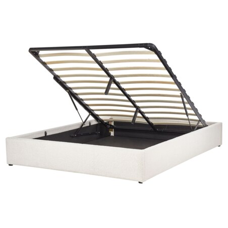 Łóżko z pojemnikiem boucle 160 x 200 cm złamana biel DINAN
