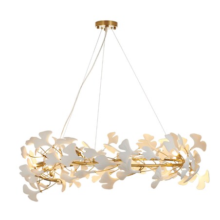 Ceramiczna lampa zwieszana Botanika XY080P-100 Step ozdobna liście złoty biały