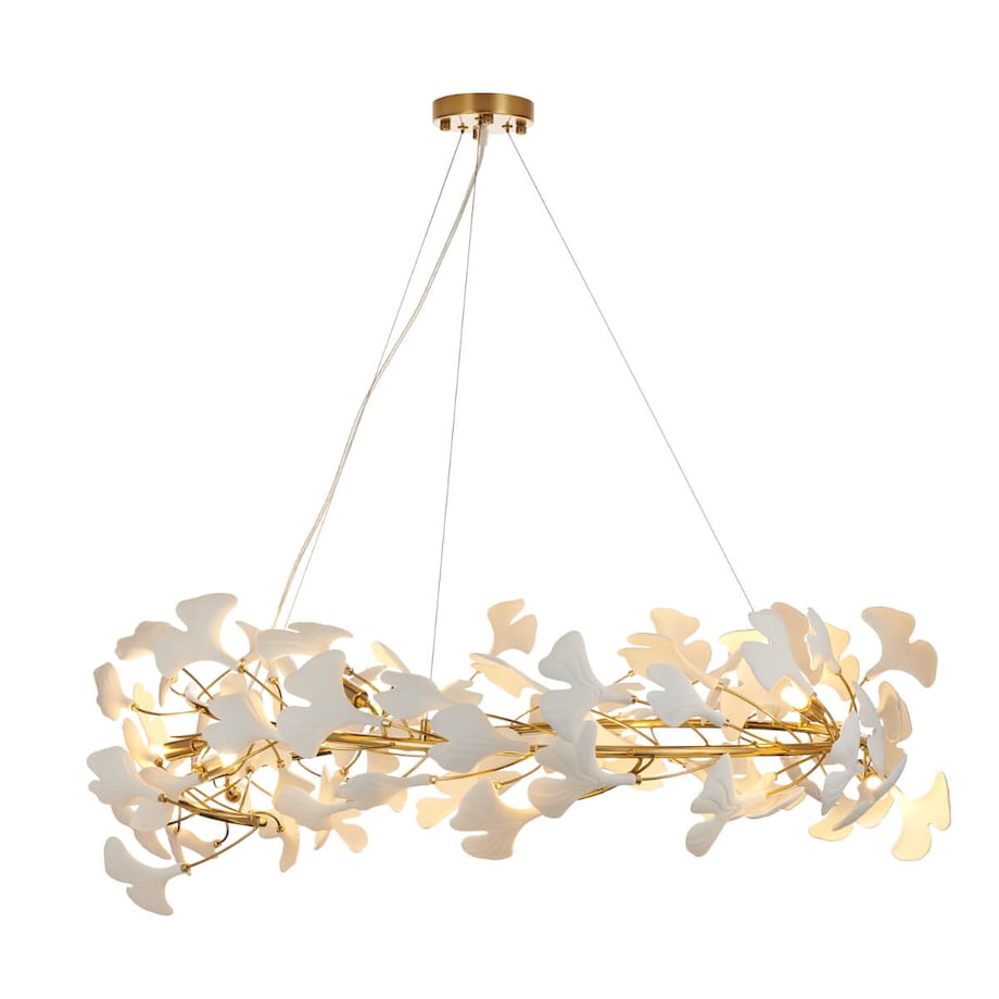 Ceramiczna lampa zwieszana Botanika XY080P-100 Step ozdobna liście złoty biały