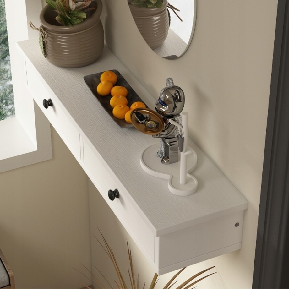 Półka wisząca biała nowoczesna loft sypialnia ścienna 64 cm