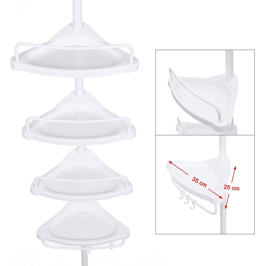 Półka Łazienkowa Teleskopowa Regulacja Wysokości Biała