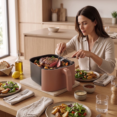 Frytkownica beztłuszczowa Air Fryer 5 L 1500 W HU.KA CrunchUp - Warm Clay