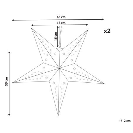 Zestaw 2 dekoracji wiszących LED MOTTI Gwiazda 45 cm Szmaragdowy