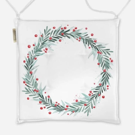 Poduszka świąteczna na krzesło - Świąteczny wieniec