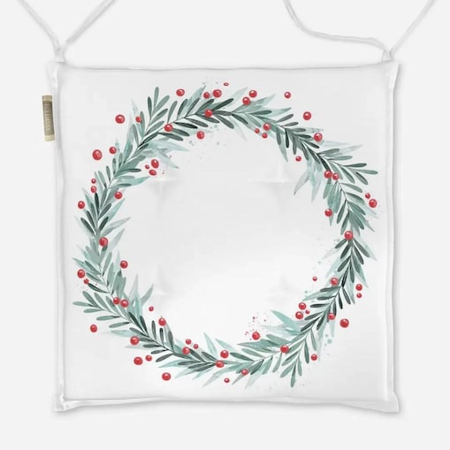 Poduszka świąteczna na krzesło - Świąteczny wieniec
