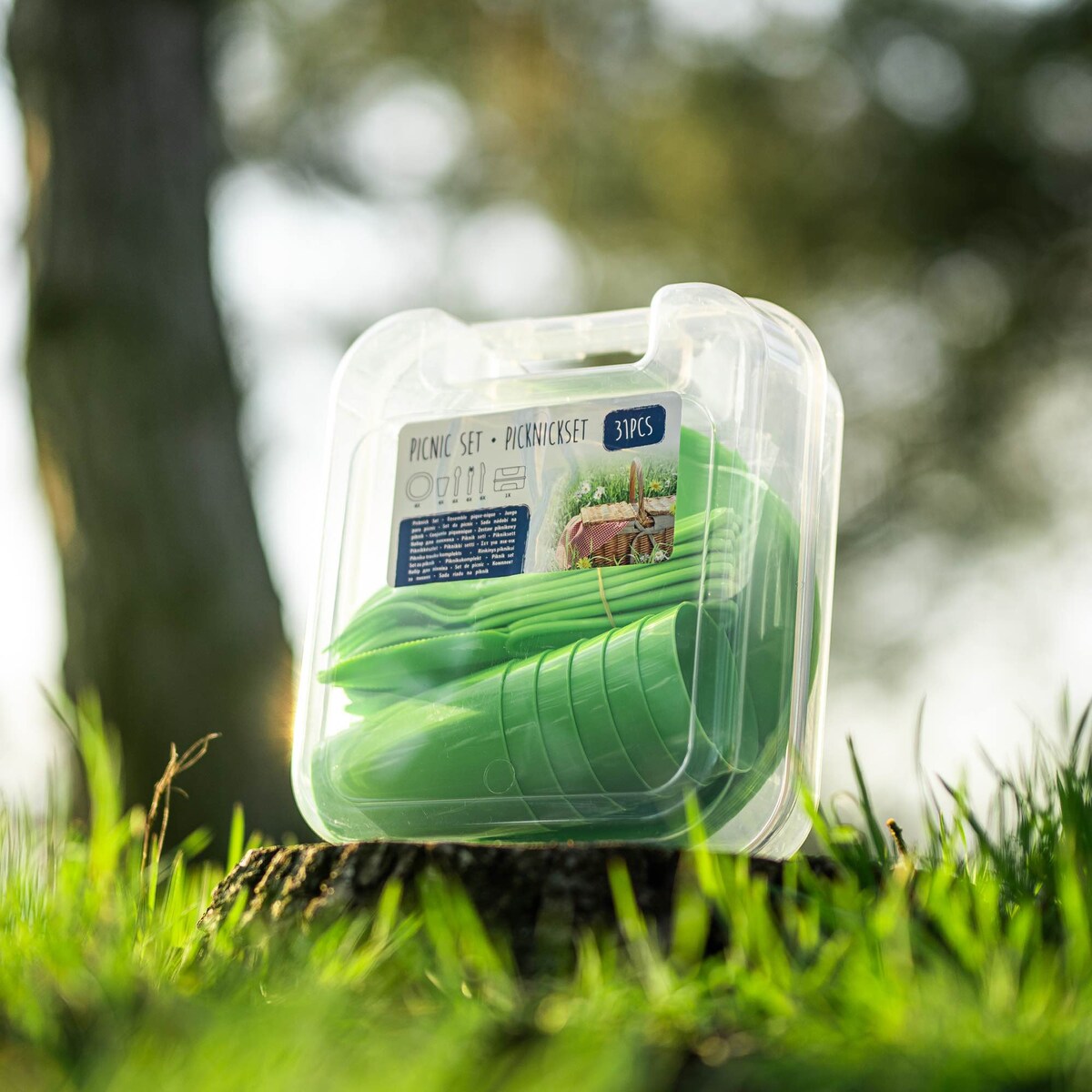 Zestaw Piknikowy W Pudełku 6 Osób 31 Elementów Kubki Talerze Sztućce