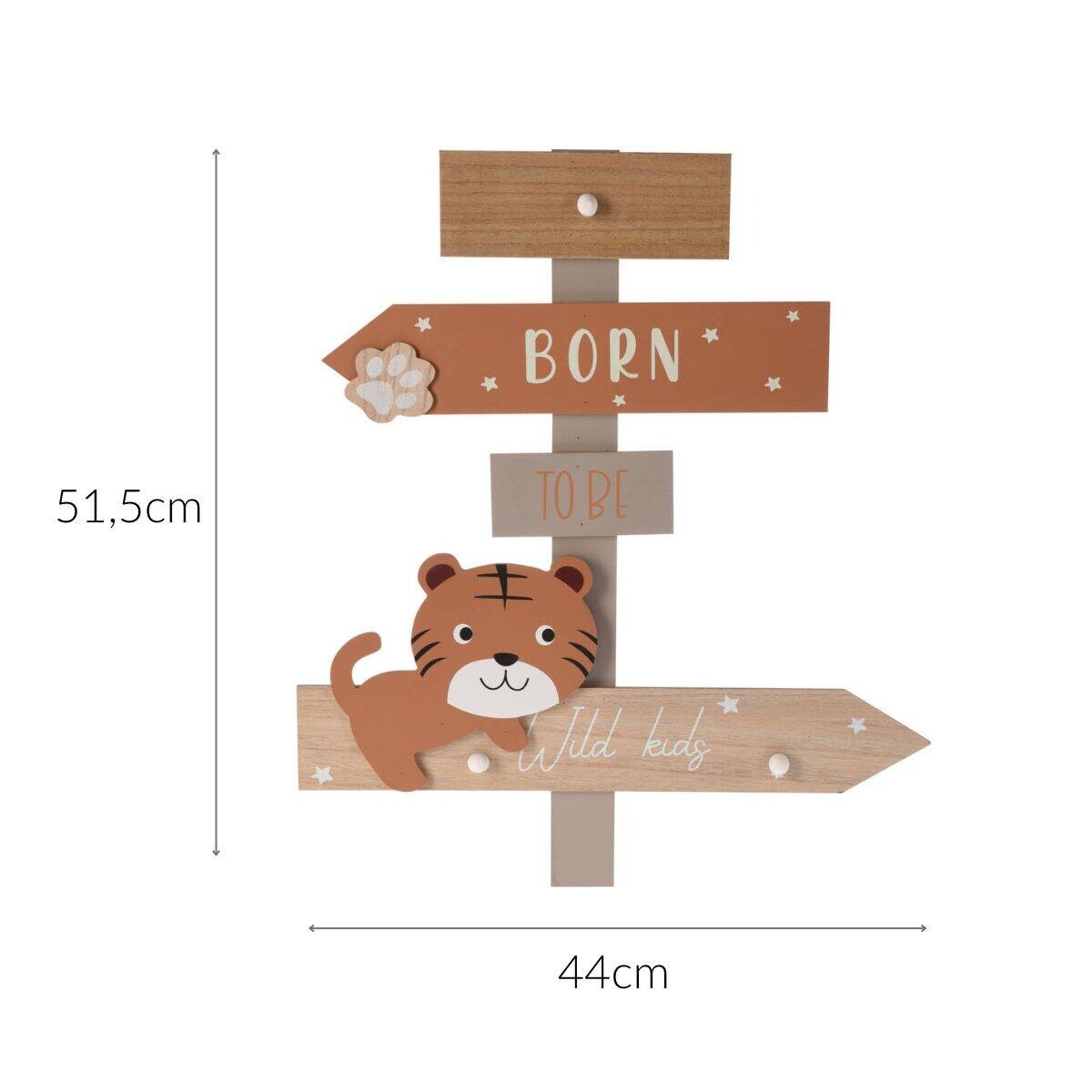 Wieszak na ubrania dla dzieci Zoo, 44 x 3,5 x 51,5 cm