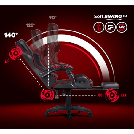 Fotel gamingowy obrotowy dla gracza podnóżek Sofotel Specter czarno-czerwony