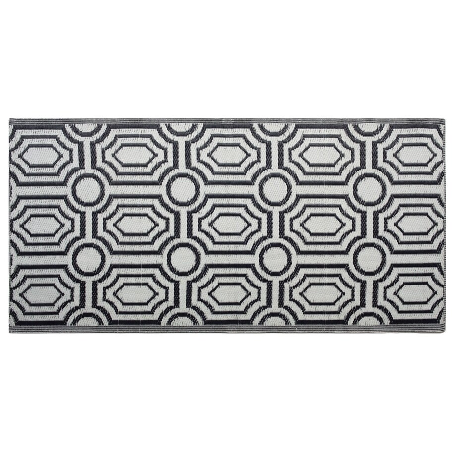 Dywan zewnętrzny dwustronny 90 x 180 cm czarno-biały BIDAR