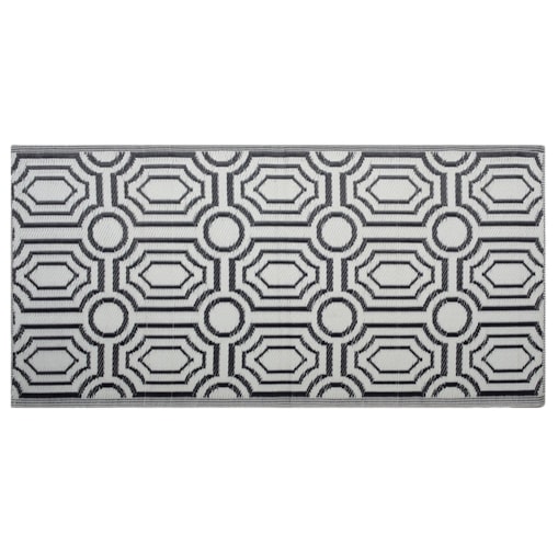 Dywan zewnętrzny dwustronny 90 x 180 cm czarno-biały BIDAR