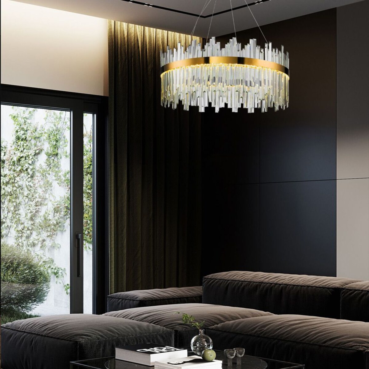 Lampa sufitowa wisząca kryształowa LED APP1515-CP60 Złota