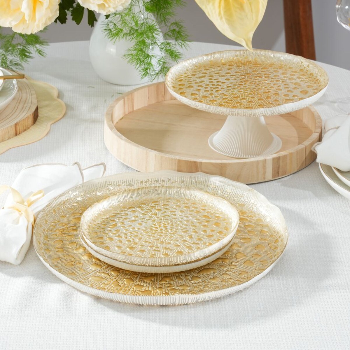 Patera na ciasto szklana 21,5 cm CASTELLO GOLD