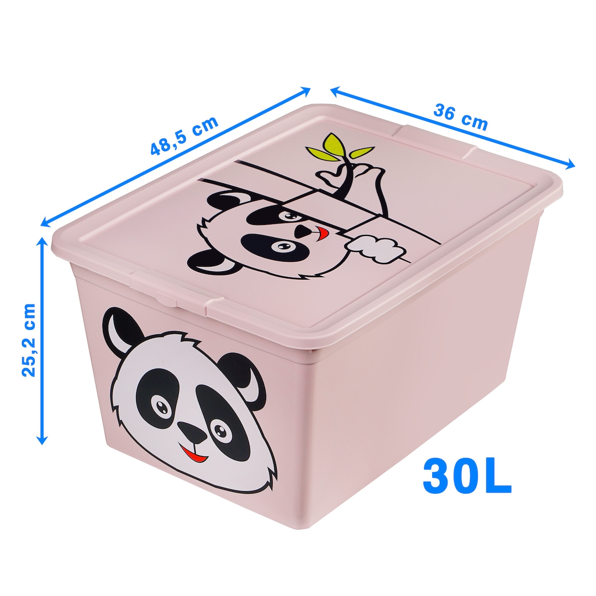 Pojemnik Plastikowy Na Zabawki Z Pokrywą 30 L Zamykany Do Pokoju Dzieci Panda Różowy