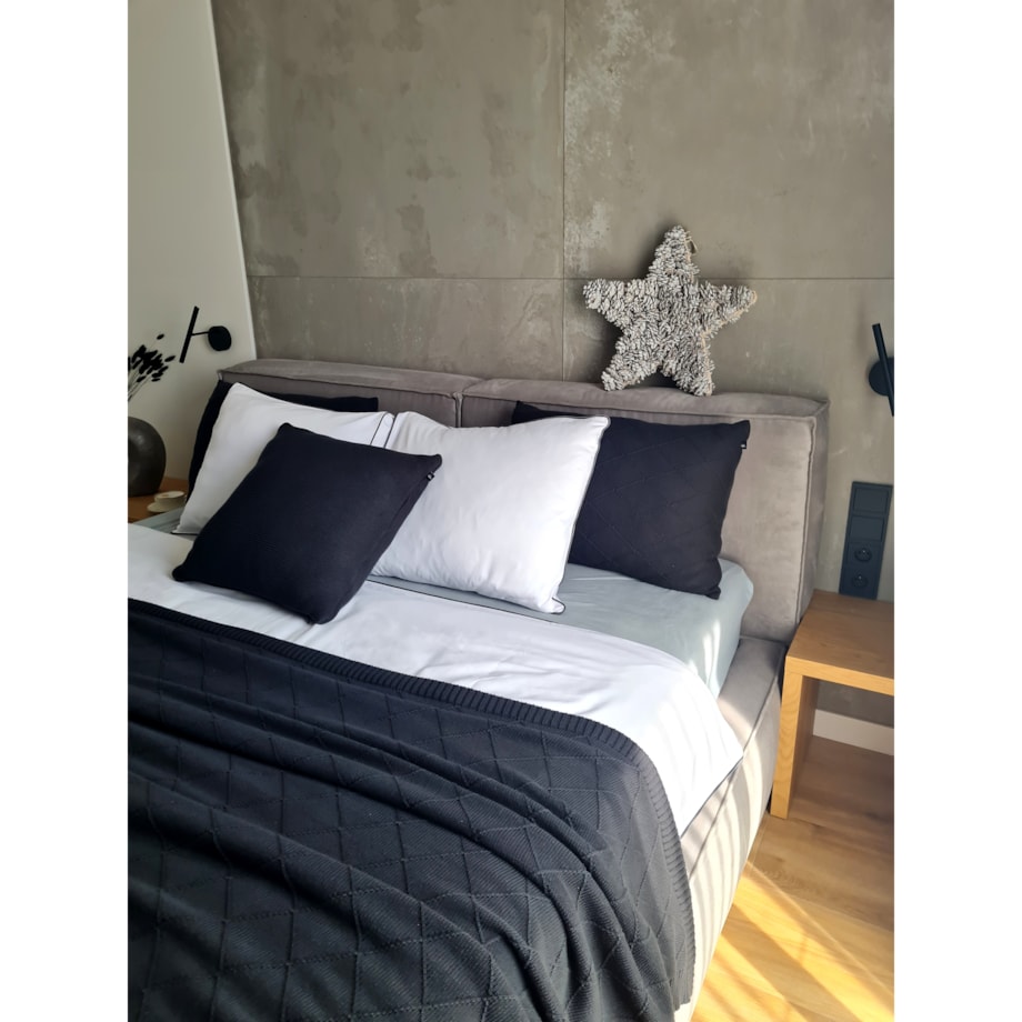 Pościel biała lamówka grafitowa, 160 x 200 cm, La Manta