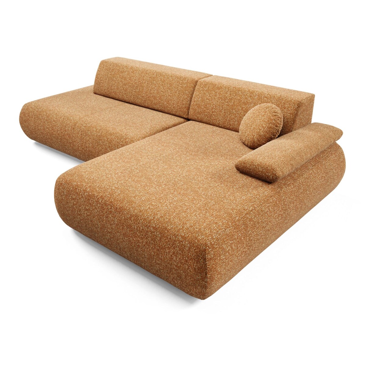 Narożnik rozkładany PENTI z pojemnikiem na pościel, prawy, pomarańczowy