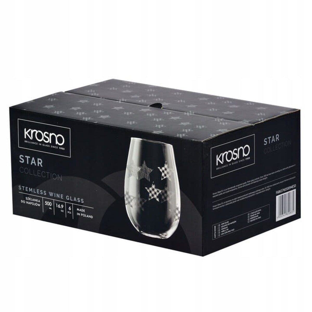 Szklanki do napojów Świąteczne Krosno Komplet 6 szt Gwiazdy 500 ml