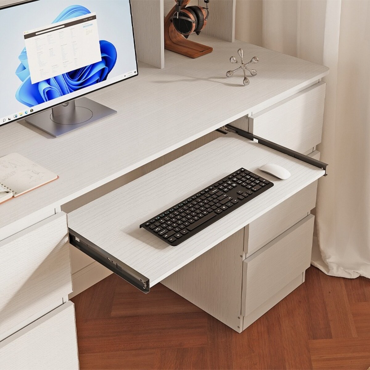 Biurko nowoczesne z nadstawką białe