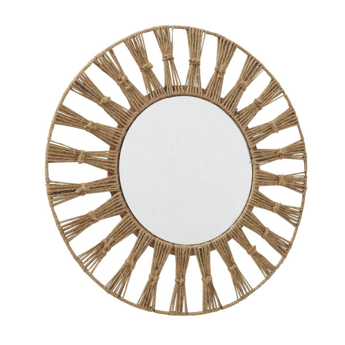 Lustro ścienne Merik, pleciona rama, Ø 58 cm