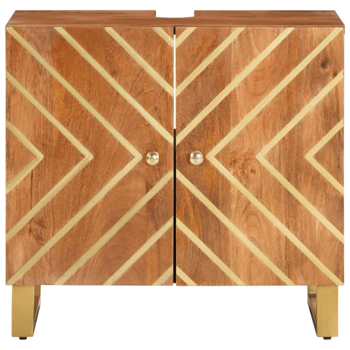 vidaXL Szafka łazienkowa, brązowo-czarna, lite drewno mango